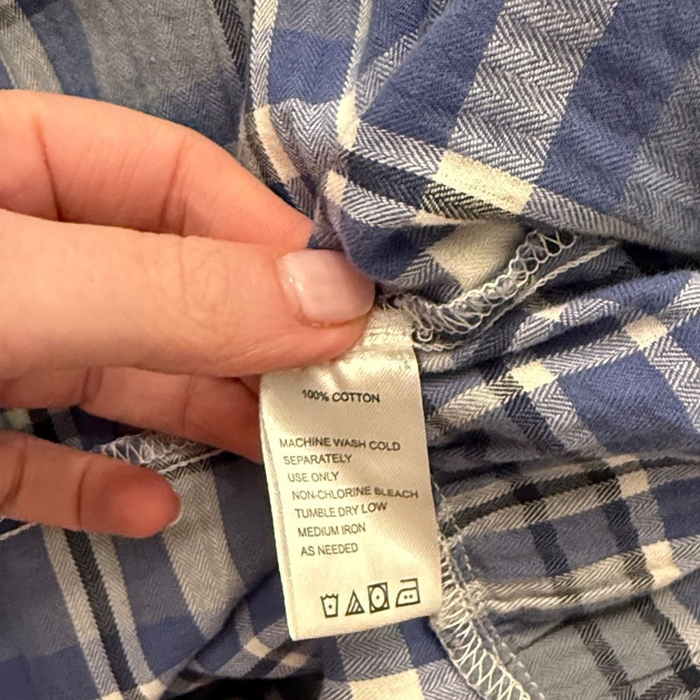 Birds of Paradis by Trovata Intermix Blue Flannel Plaid Peplum Top Shirt Large - Picture 4 of 4